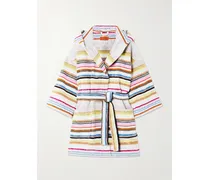 Moonshadow Morgenmantel Aus Frottee Aus Einer Baumwollmischung In Metallic-optik Mit Streifen Und Kapuze - Pink