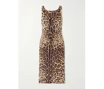 Leopard-print Silk-blend Satin Midi Dress - Animal Print
