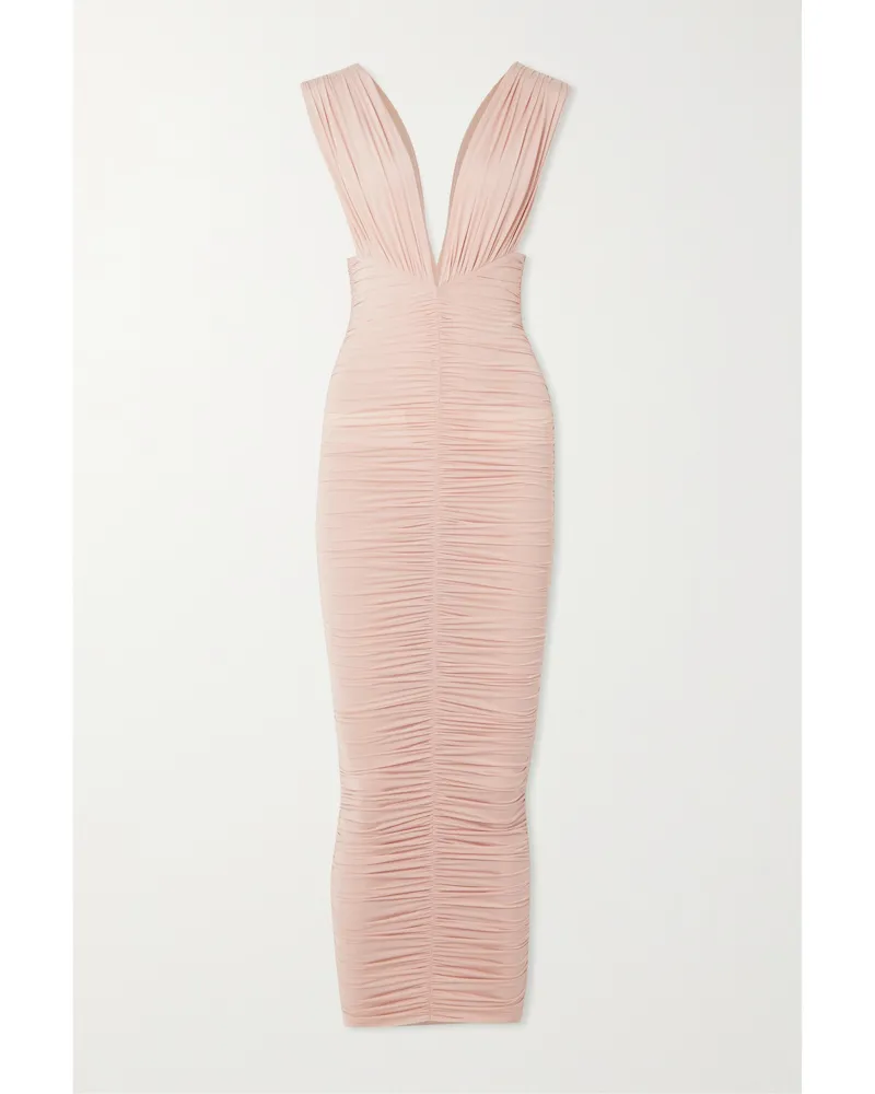 Alex Perry Chance Gerafftes Midikleid Aus Stretch-jersey - Pink Pink