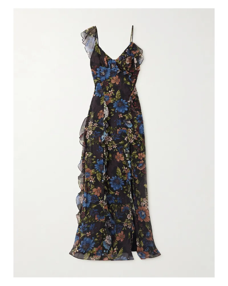 Veronica Beard Madeline Maxikleid Aus Seiden-voile Mit Blumenprint Und Volants - Blau Blau