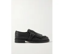 Piper Fringed Textured-leather Brogues - Black