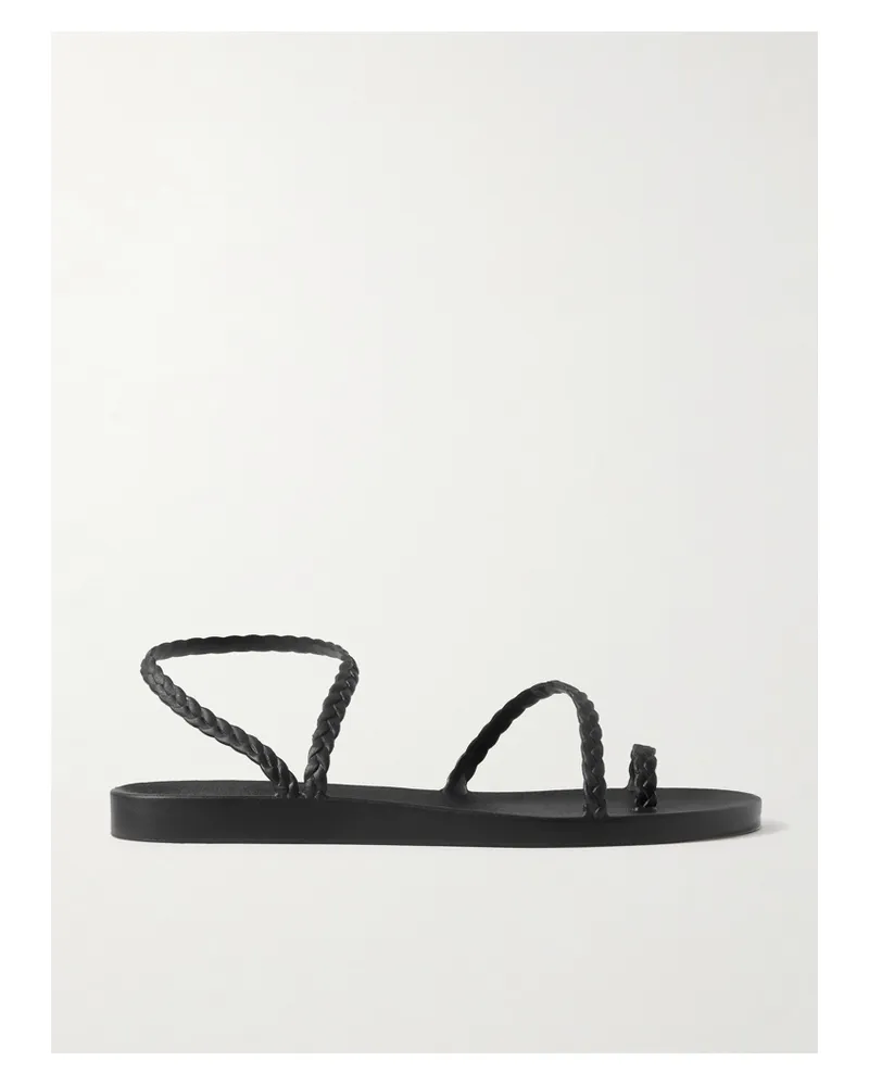Ancient Greek Sandals Eleftheria Braided Rubber Sandals - Black Black