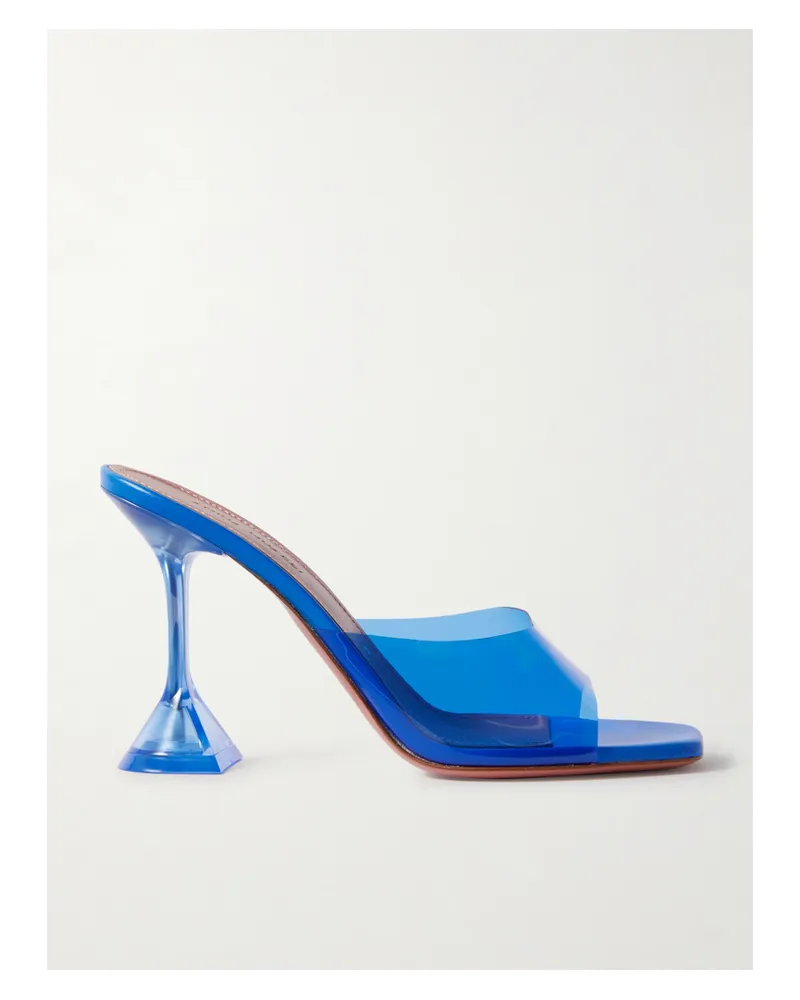 Amina Muaddi Lupita Glass Mules Aus Pvc Und Leder - Blau Blau