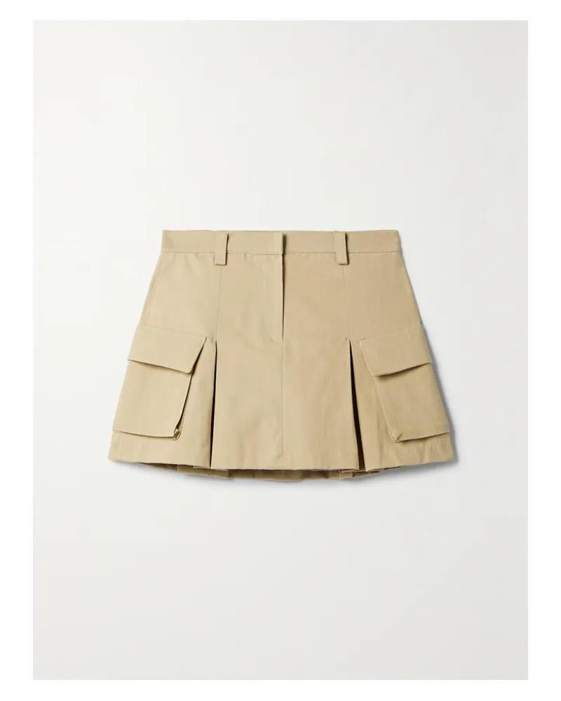 FRANKIE Shop Audrey Minirock Aus Baumwoll-twill Mit Falten - Neutral Neutral