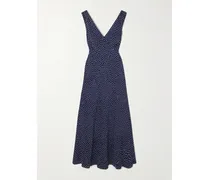 Sandrine Midikleid Aus Crêpe Mit Polka-dots - Blau