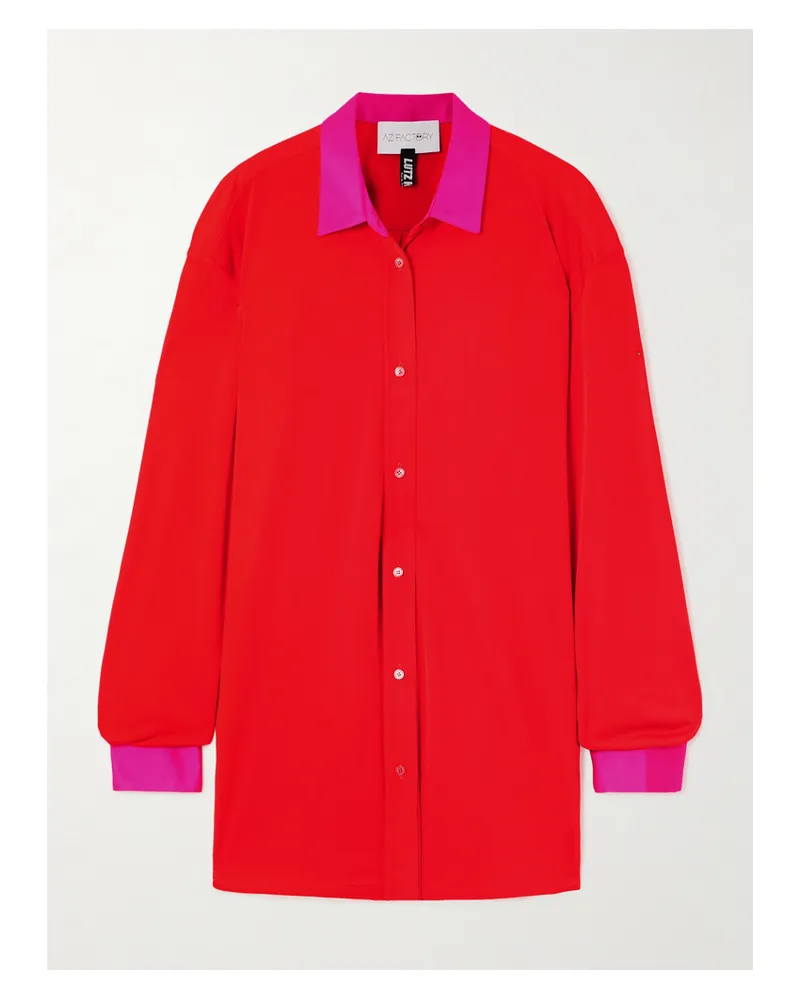 AZ FACTORY Lutz Huelle Aka Zweifarbiges Hemd Aus Glänzendem Jersey Mit Applikation - Rot Rot