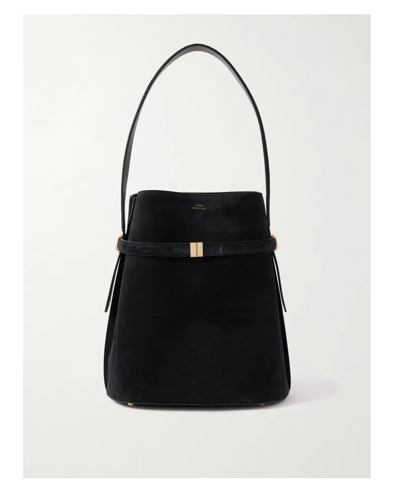 Totême Belted Suede Tote - Black Black