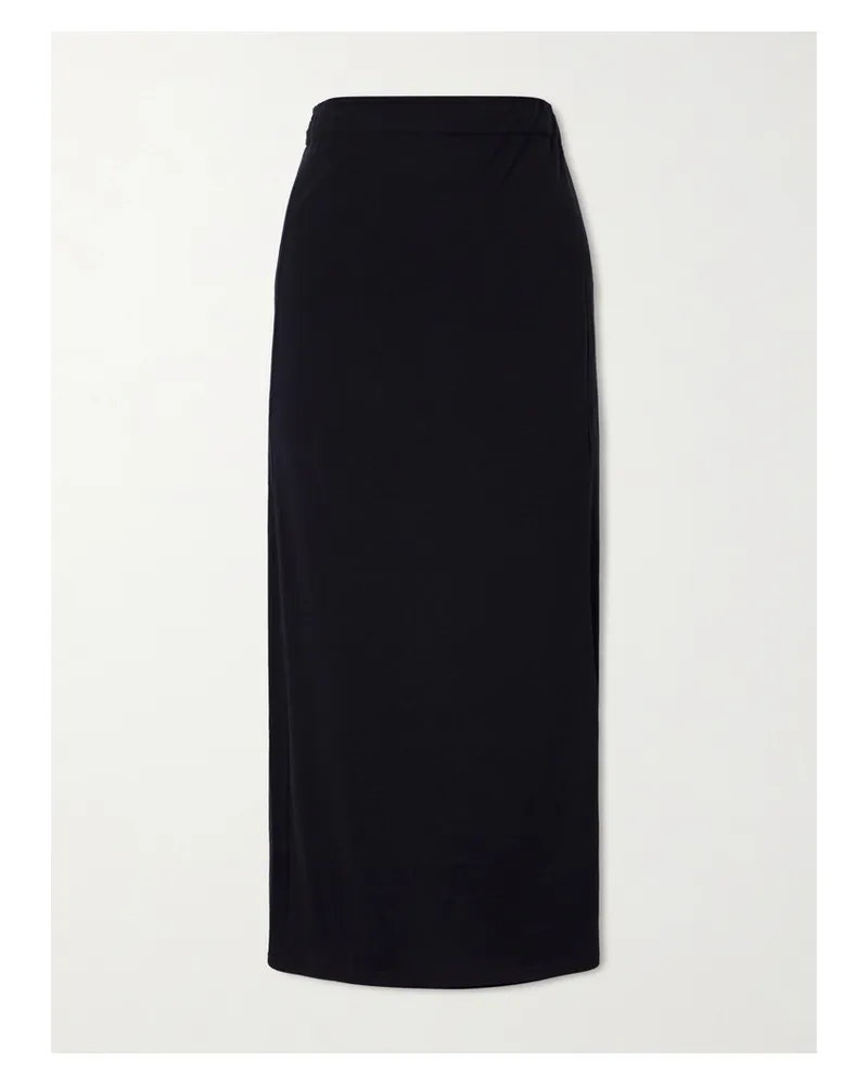 Totême Organic Cotton And Silk-blend Wrap Midi Skirt - Black Black
