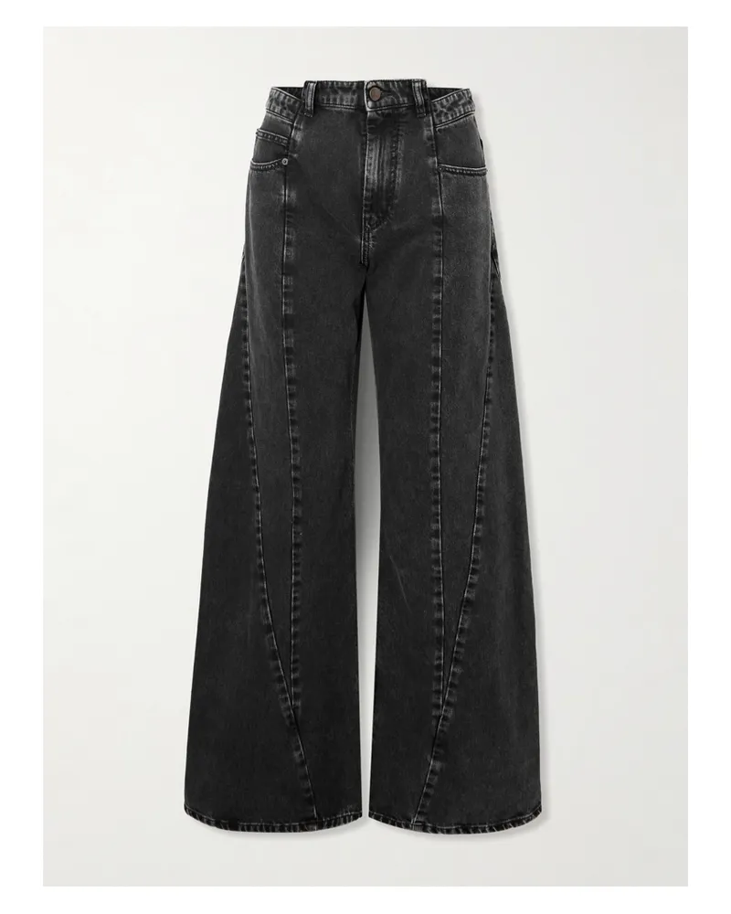 Maison Margiela Paneled High-rise Wide-leg Jeans - Black Black