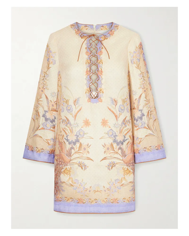 Zimmermann Indra Printed Linen Mini Dress - Multi Multi