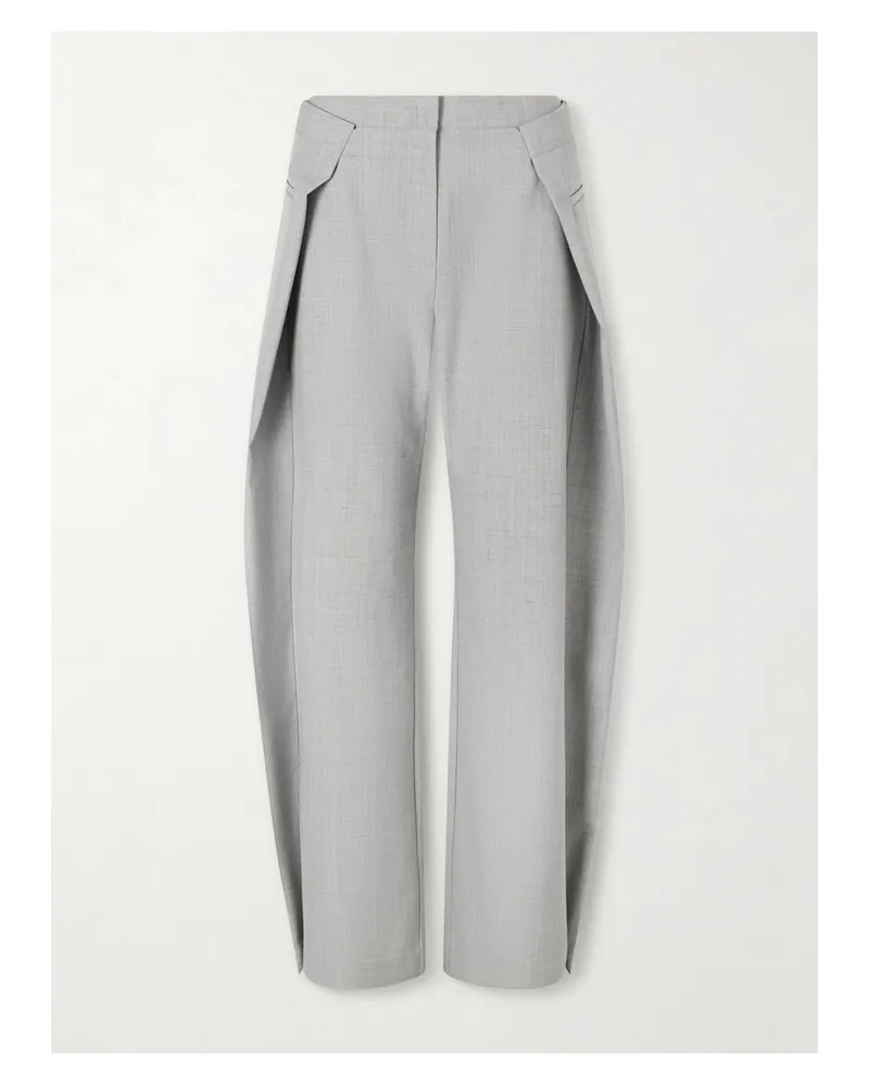 St. Agni Pleated Recycled Woven Wide-leg Pants - Gray Gray