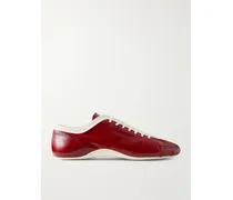 Eel-effect Leather Sneakers - Red