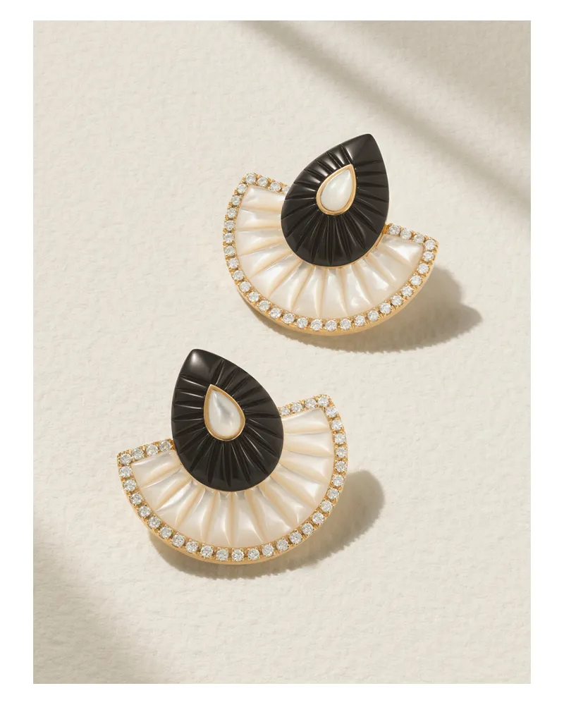 L’Atelier Nawbar Bond Street Fan Ohrringe Aus 18 Karat Gold Mit Mehreren Steinen Gold