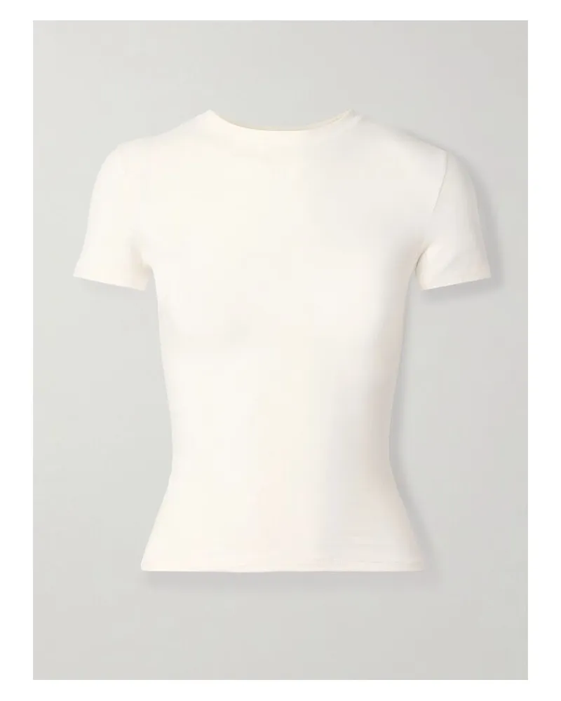 SKIMS Cotton Jersey T-shirt – Marble – T-shirt Aus Baumwoll-jersey Mit Stretch-anteil - Elfenbein Elfenbein