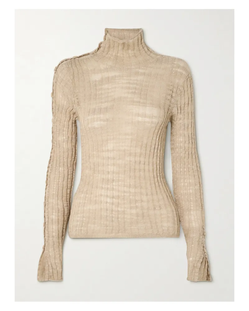 Acne Studios Oberteil Aus Einer Gerippten Leinenmischung Mit Stehkragen - Neutral Neutral