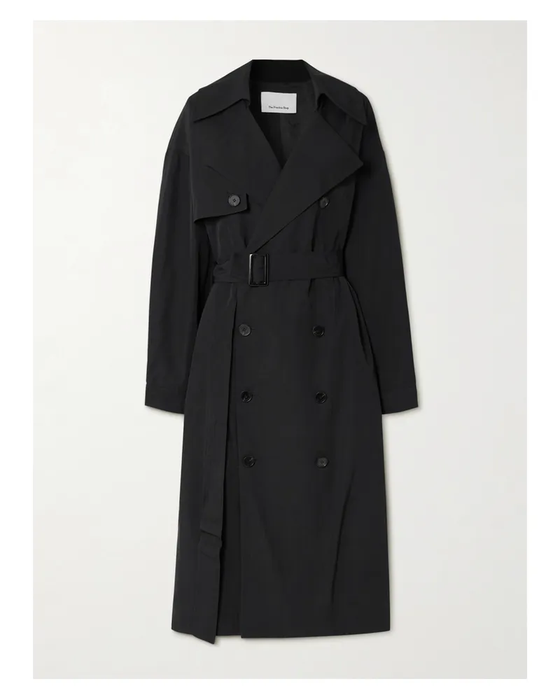 FRANKIE Shop Mavis Doppelreihiger Oversized-trenchcoat Aus Gabardine - Schwarz Schwarz