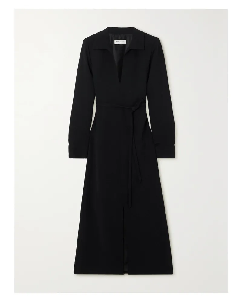 Dries van Noten Maxikleid Aus Crêpe Mit Bindegürtel - Schwarz Schwarz
