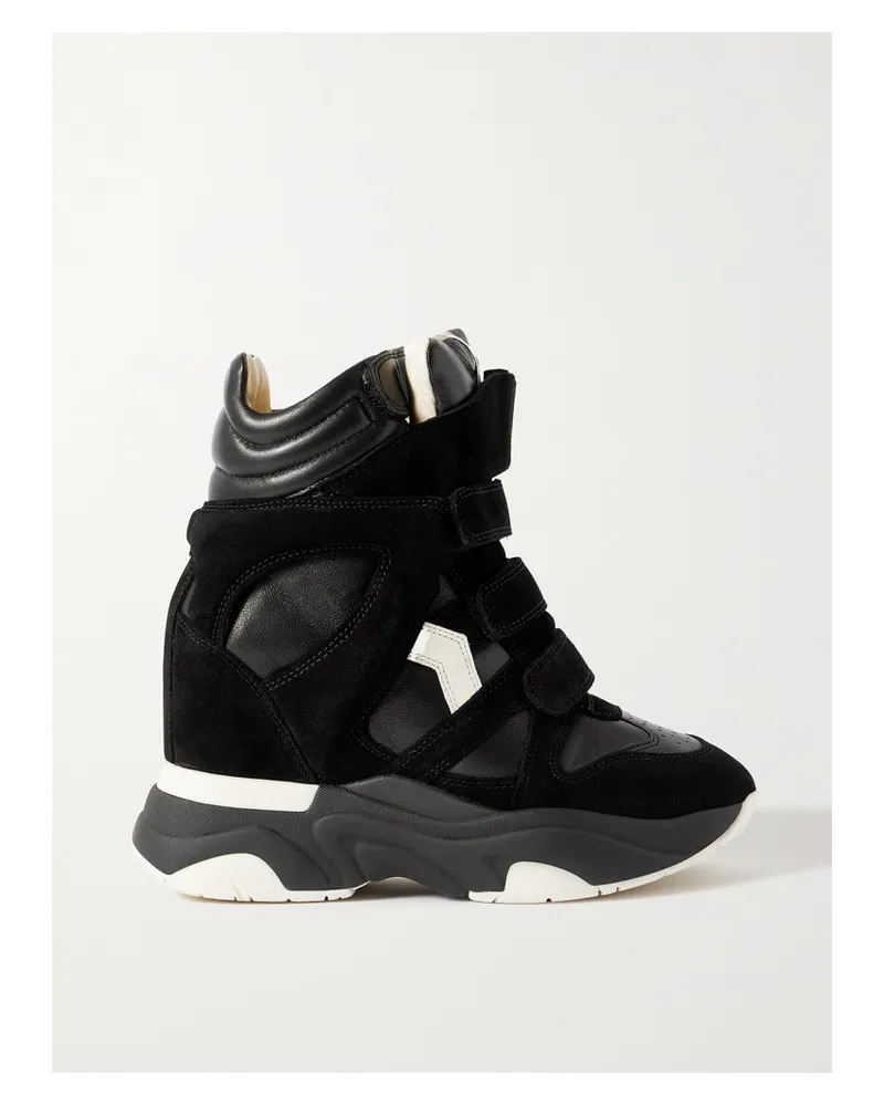 Isabel Marant Balskee Leather And Suede High-top Wedge Sneakers - Black Black