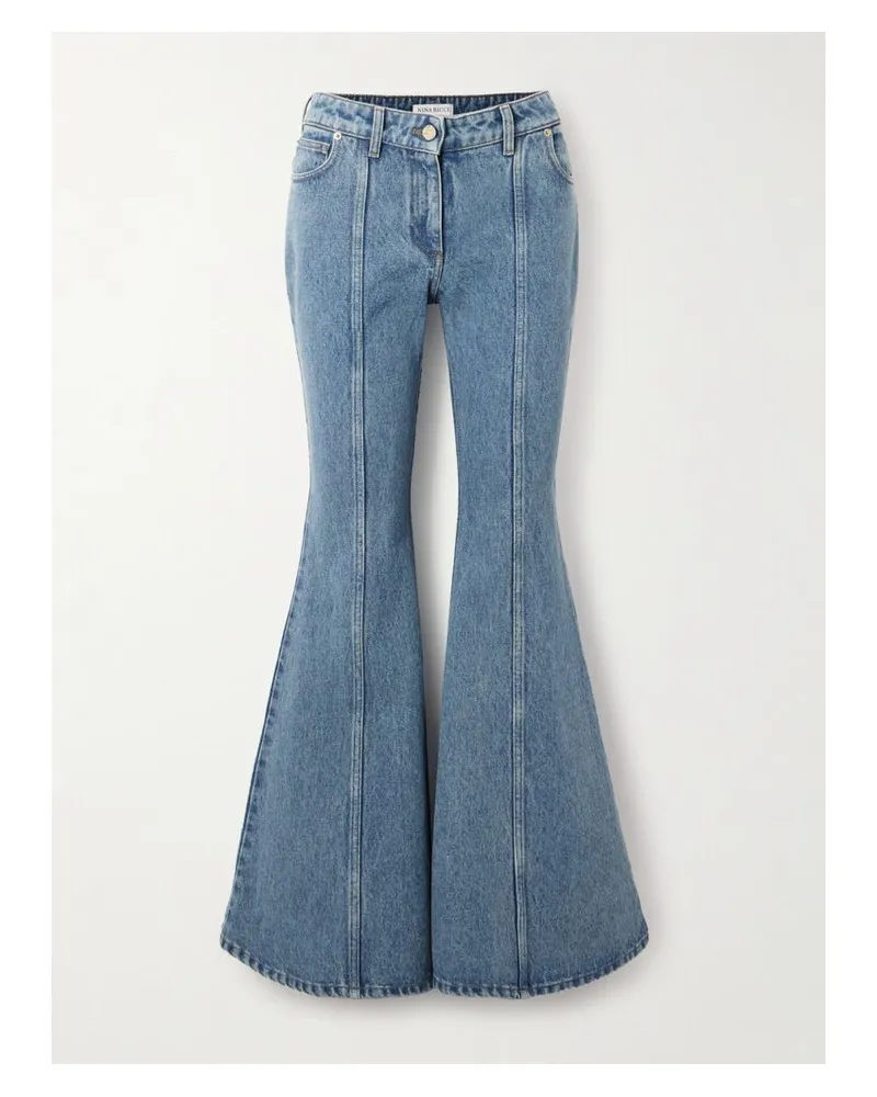 Nina Ricci Halbhohe Schlagjeans Mit Ziernähten - Blau Blau