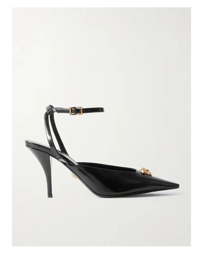 Versace Pumps Aus Lackleder Mit Verzierung - Schwarz Schwarz