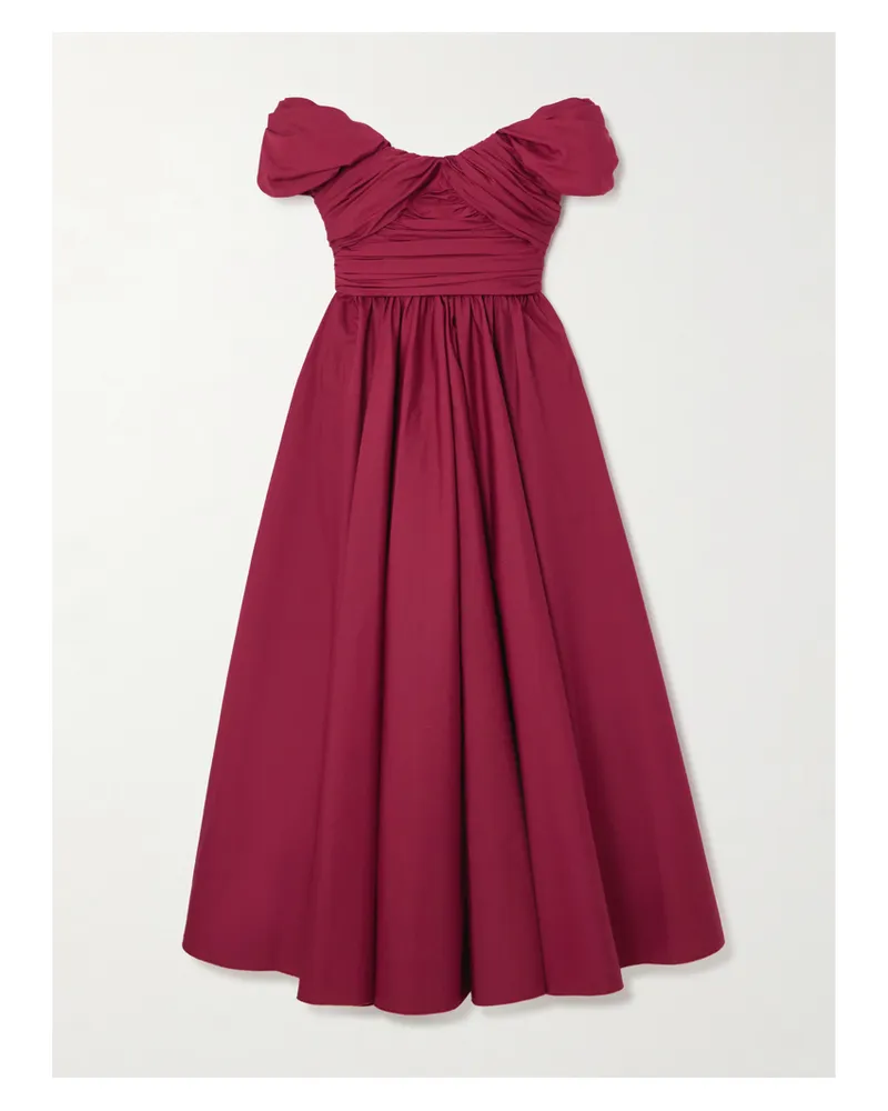 Giambattista Valli Schulterfreies Midikleid Aus Baumwollpopeline Mit Raffungen - Burgunder Burgunder