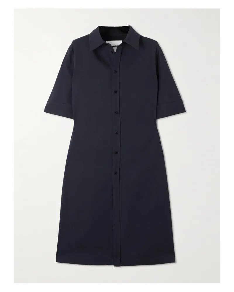 Jil Sander Midi-hemdblusenkleid Aus Wolle - Blau Blau