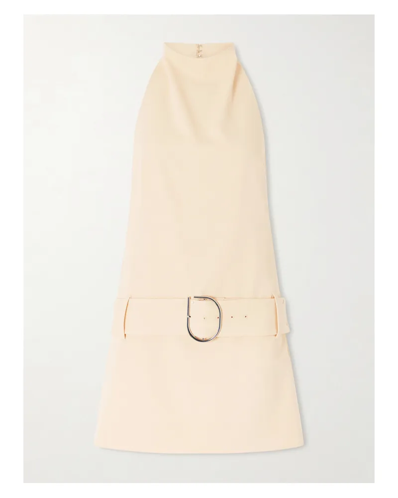 SIR Sabina Belted Draped Woven Halterneck Mini Dress - Yellow Yellow