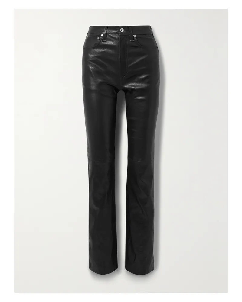Rag & Bone Icons Alex Hose Mit Geradem Bein Aus Leder - Schwarz Schwarz