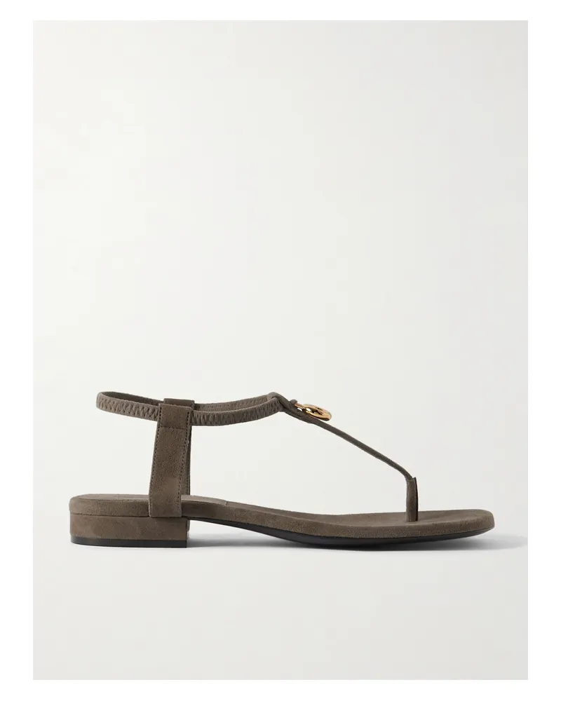 Loro Piana Mindil Sandalen Aus Veloursleder Mit Verzierung - Braun Braun