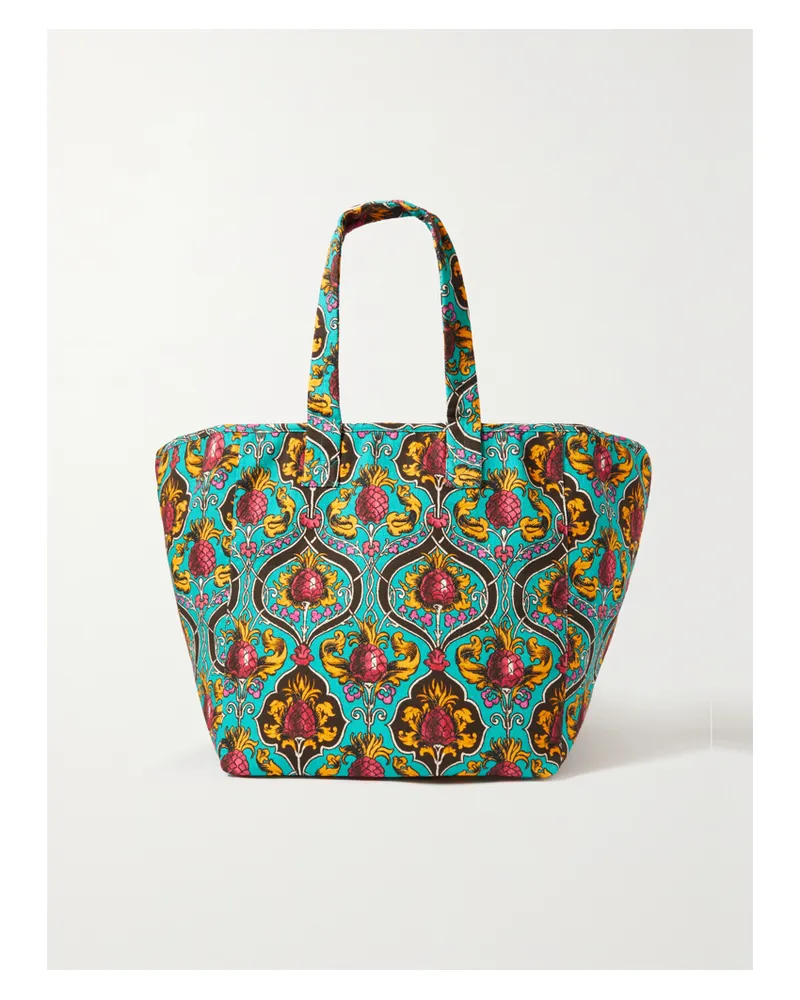 La DoubleJ Reversible Printed Stretch-cotton Tote - Blue Blue