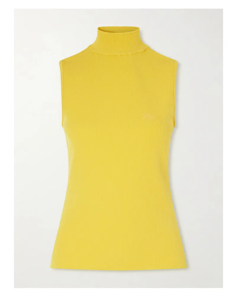 Loewe Midikleid Aus Rippstrick Mit Stickerei - Gelb Gelb