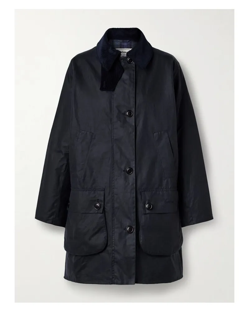 Barbour Barbour The Edit By Alexa Loren Jacke Aus Gewachster Baumwolle Mit Cordbesätzen - Blau Blau