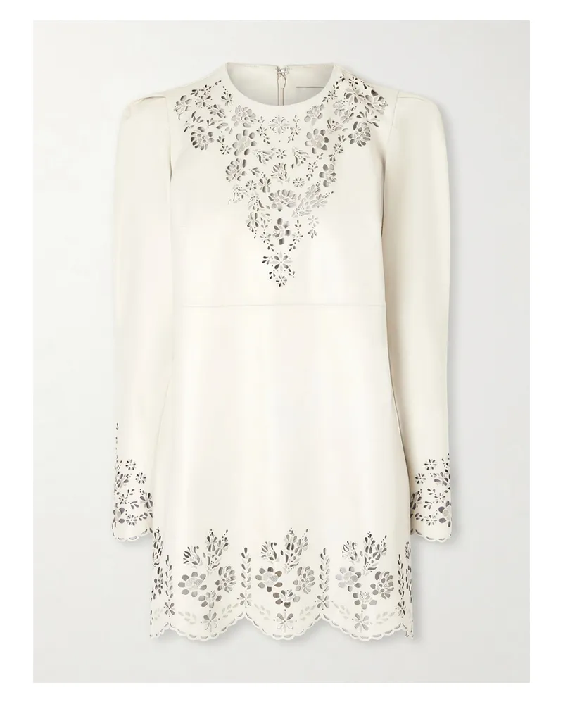 Isabel Marant Nala Laser-cut Leather Mini Dress - Neutrals Neutrals