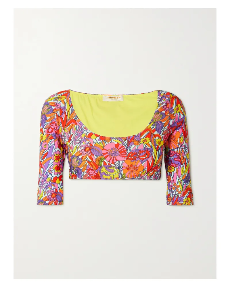 La DoubleJ Portofino Bikini-oberteil Aus Stretch-material Mit Blumenprint - Pink Pink