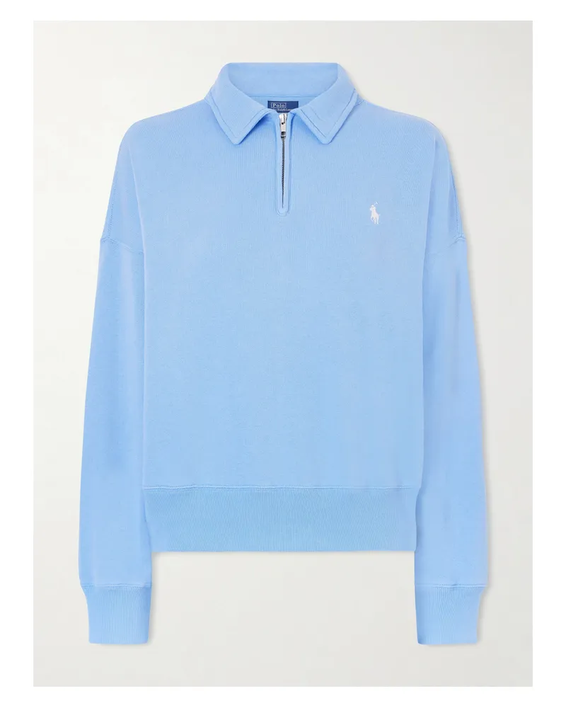 Ralph Lauren Pullover Aus Einer Baumwollmischung Mit Reißverschluss Und Stickerei - Blau Blau