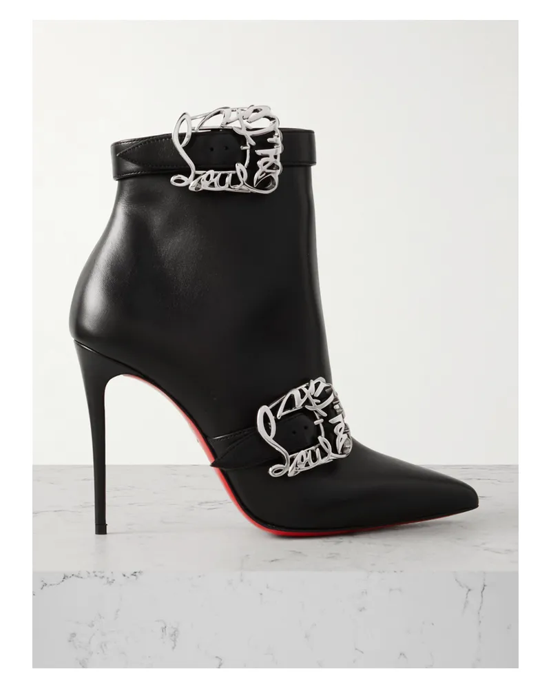 Christian Louboutin Giddylina 100 Buckle-embellished Leather Ankle Boots - Black Black