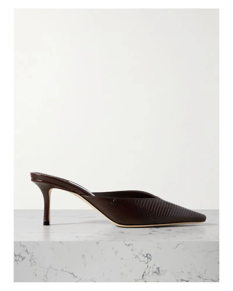 Jimmy Choo Vivi 65 Mules Aus Leder Mit Krokodileffekt Und Verzierung - Braun Braun