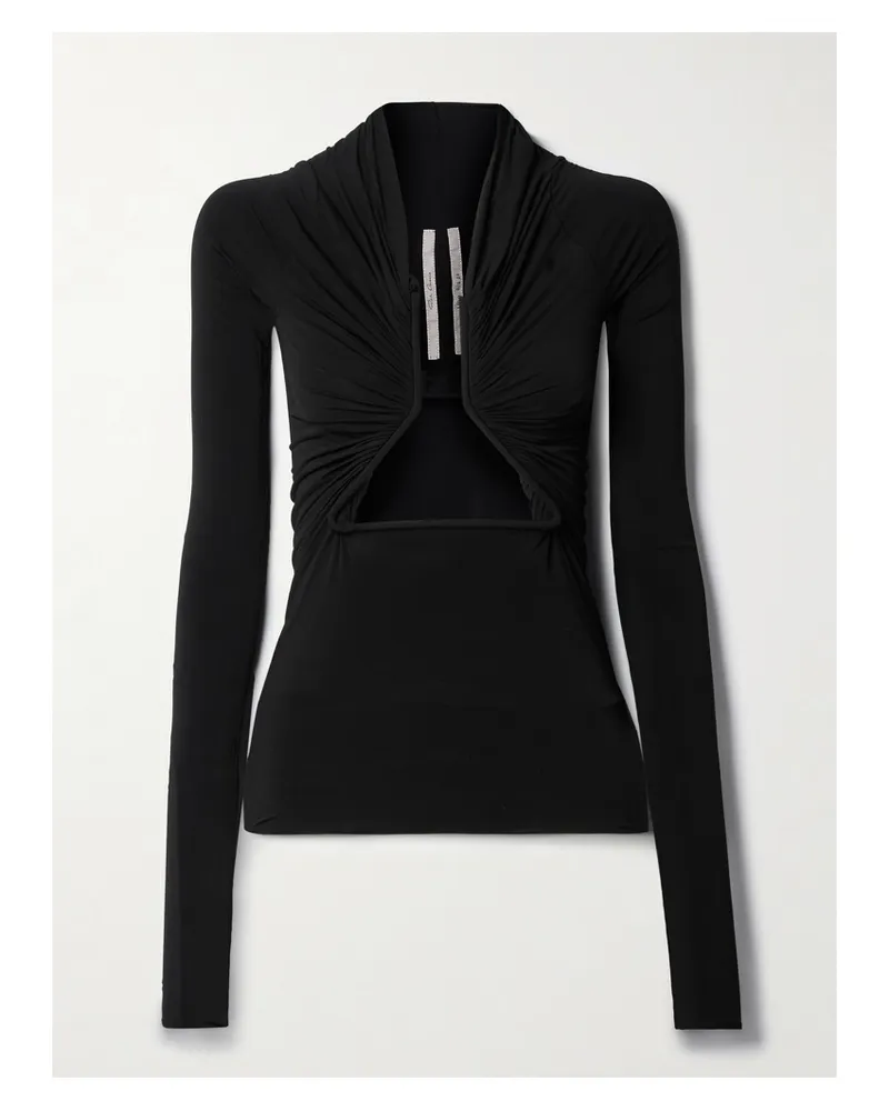 Rick Owens Oberteil Aus Stretch-jersey Mit Raffungen Und Cut-out - Schwarz Schwarz
