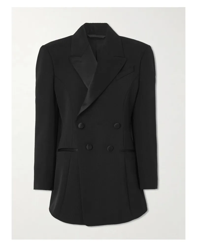 Givenchy Doppelreihiger Blazer Aus Woll-twill Mit Satinbesätzen Aus Einer Seidenmischung - Schwarz Schwarz