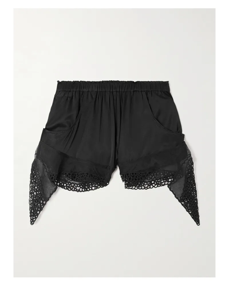 Isabel Marant Ildana Shorts Aus Einer Seidenmischung Mit Stretch-anteil Und Spitzenbesätzen - Schwarz Schwarz