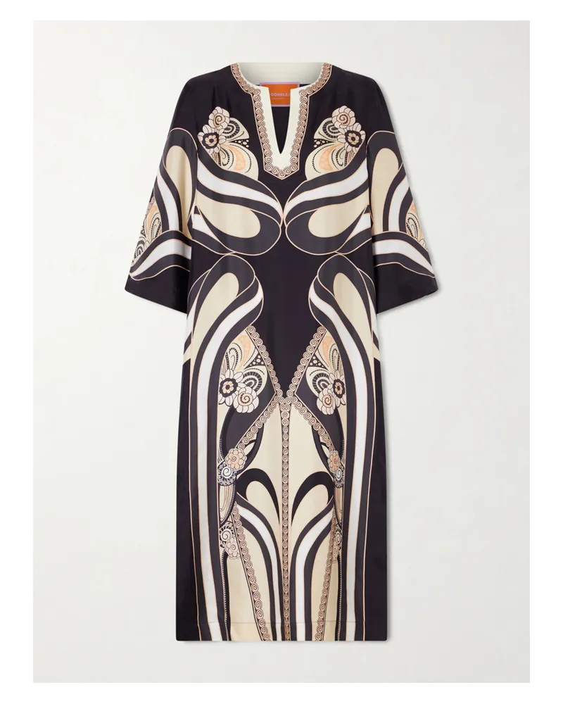 La DoubleJ Printed Silk-twill Midi Dress - Blue Blue