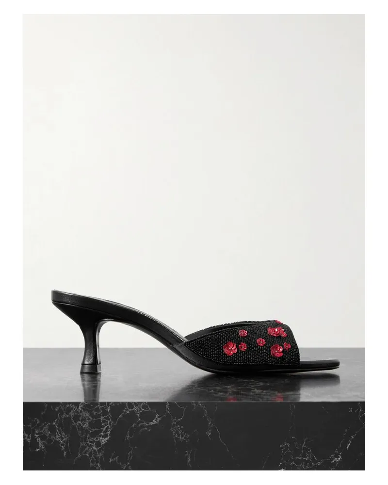 STAUD Brigitte Mules Aus Satin Mit Verzierungen - Schwarz Schwarz