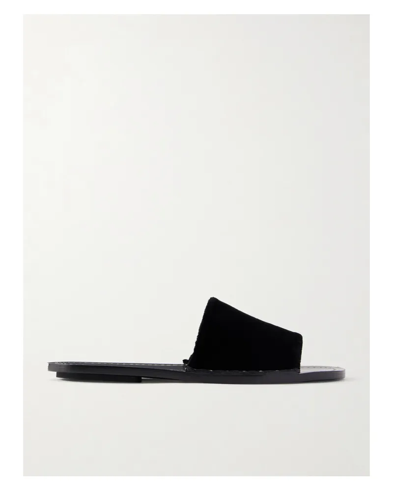 Totême Studded Velvet Slides - Black Black