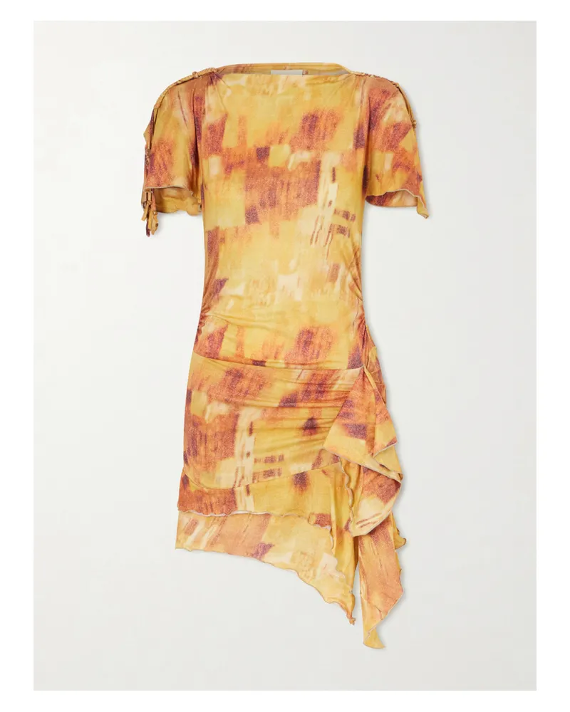 Isabel Marant Janick Draped Cotton-jersey Mini Dress - Orange Orange