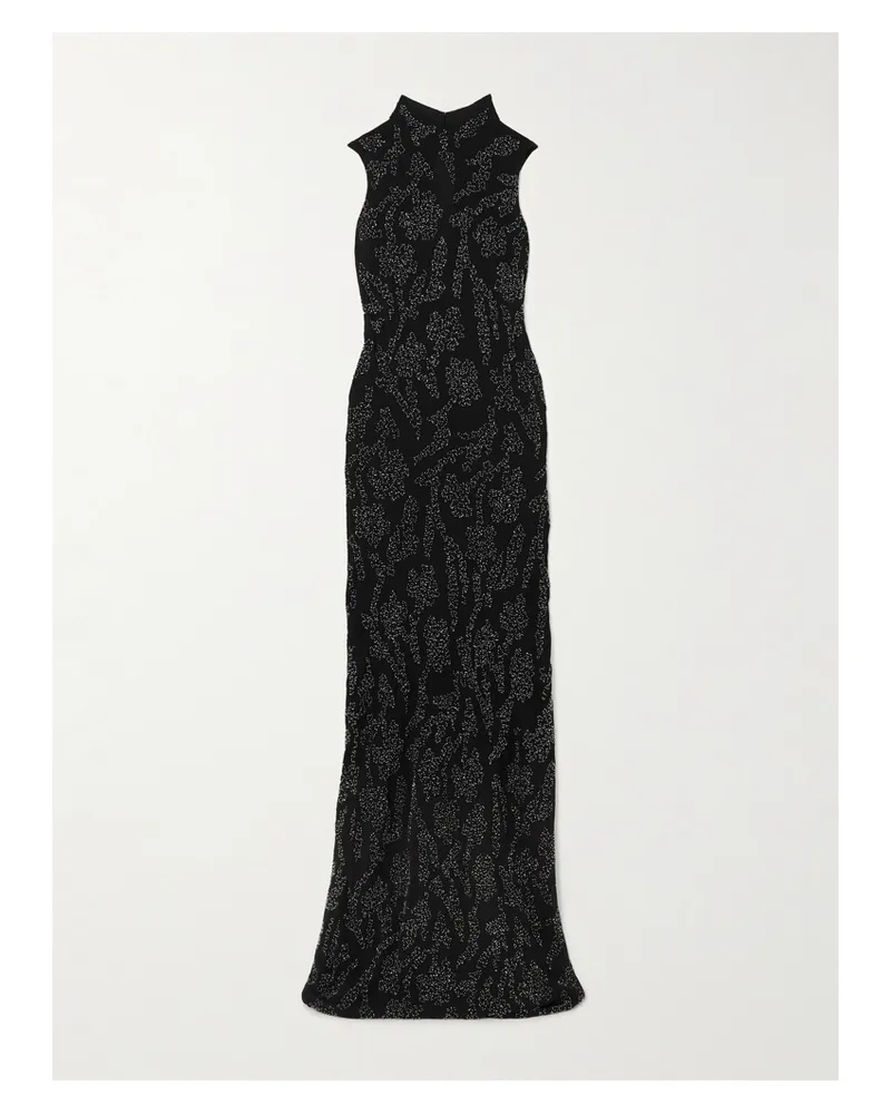 Veronica Beard Sylven Maxikleid Aus Georgette Mit Zierperlen - Schwarz Schwarz