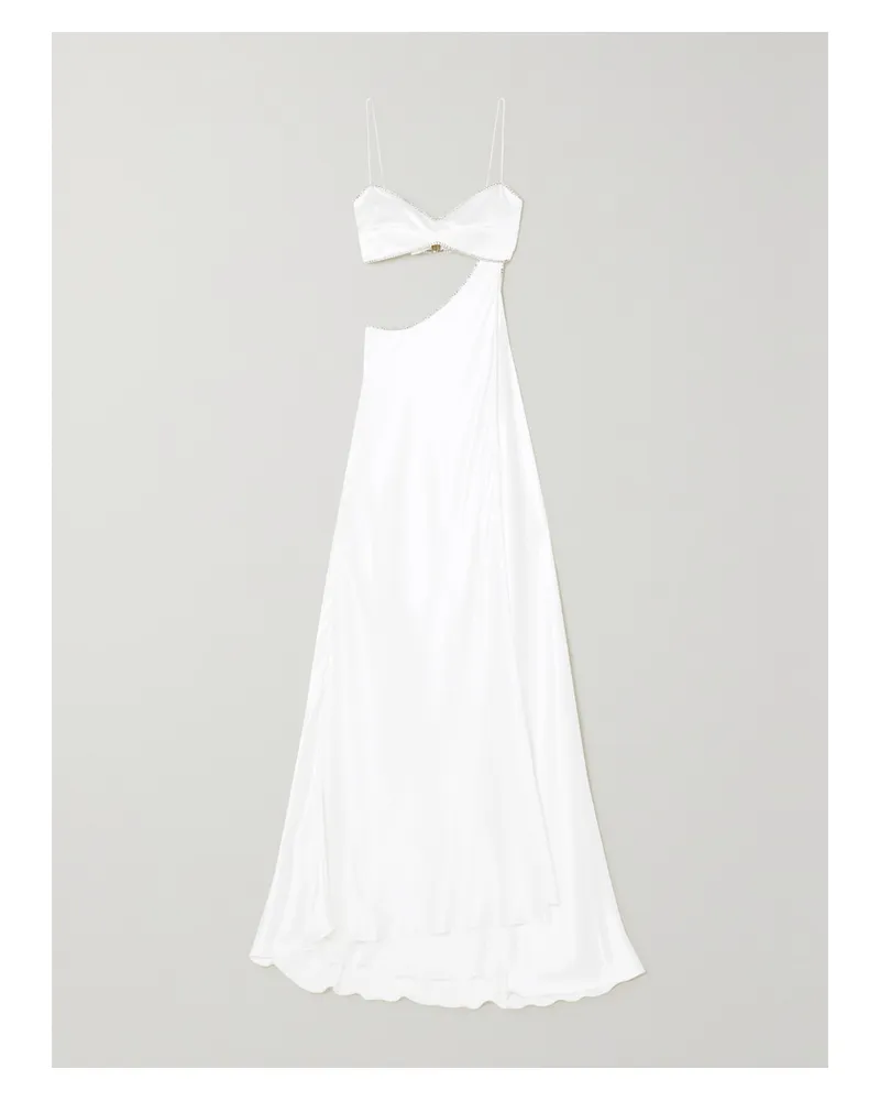 Michael Lo Sordo Symic Robe Aus Seidensatin Mit Cut-out Und Kristallen - Weiß Weiß