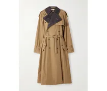 Doppelreihiger Trenchcoat Aus Twill Aus Einer Baumwollmischung Mit Wollfilzbesätzen - Braun