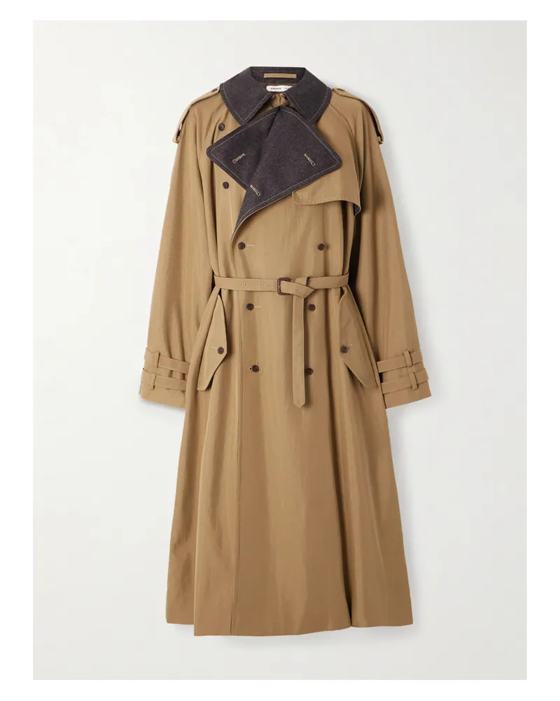 Carven Doppelreihiger Trenchcoat Aus Twill Aus Einer Baumwollmischung Mit Wollfilzbesätzen - Braun Braun
