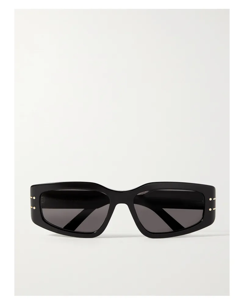 Dior Diorsignature S9u Rectangular-frame Acetate And Gold-tone Sunglasses - Black Black