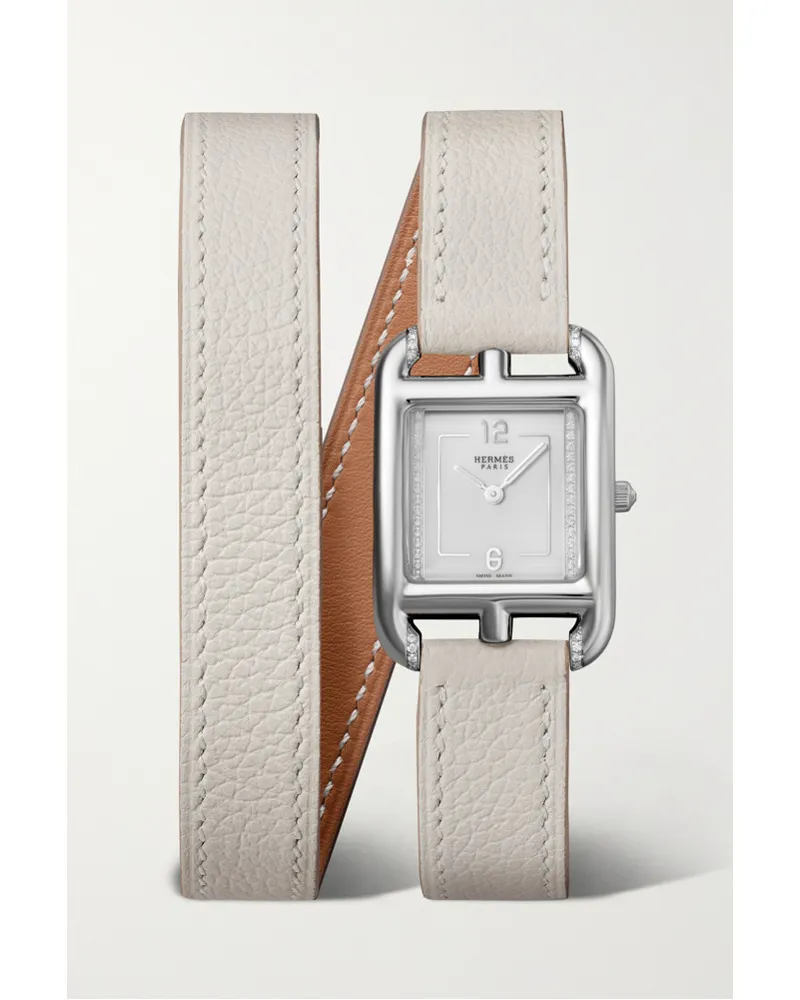 Hermès Cape Cod Double Tour 31 Mm Kleine Uhr aus Edelstahl Grau
